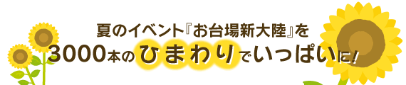 夏のイベント『お台場新大陸』を3000本のひまわりでいっぱいに!